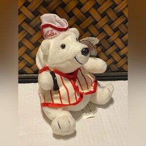 Coca-Cola Polar Bear in Soda Fountain Outfit plush VTG 1998 #0171